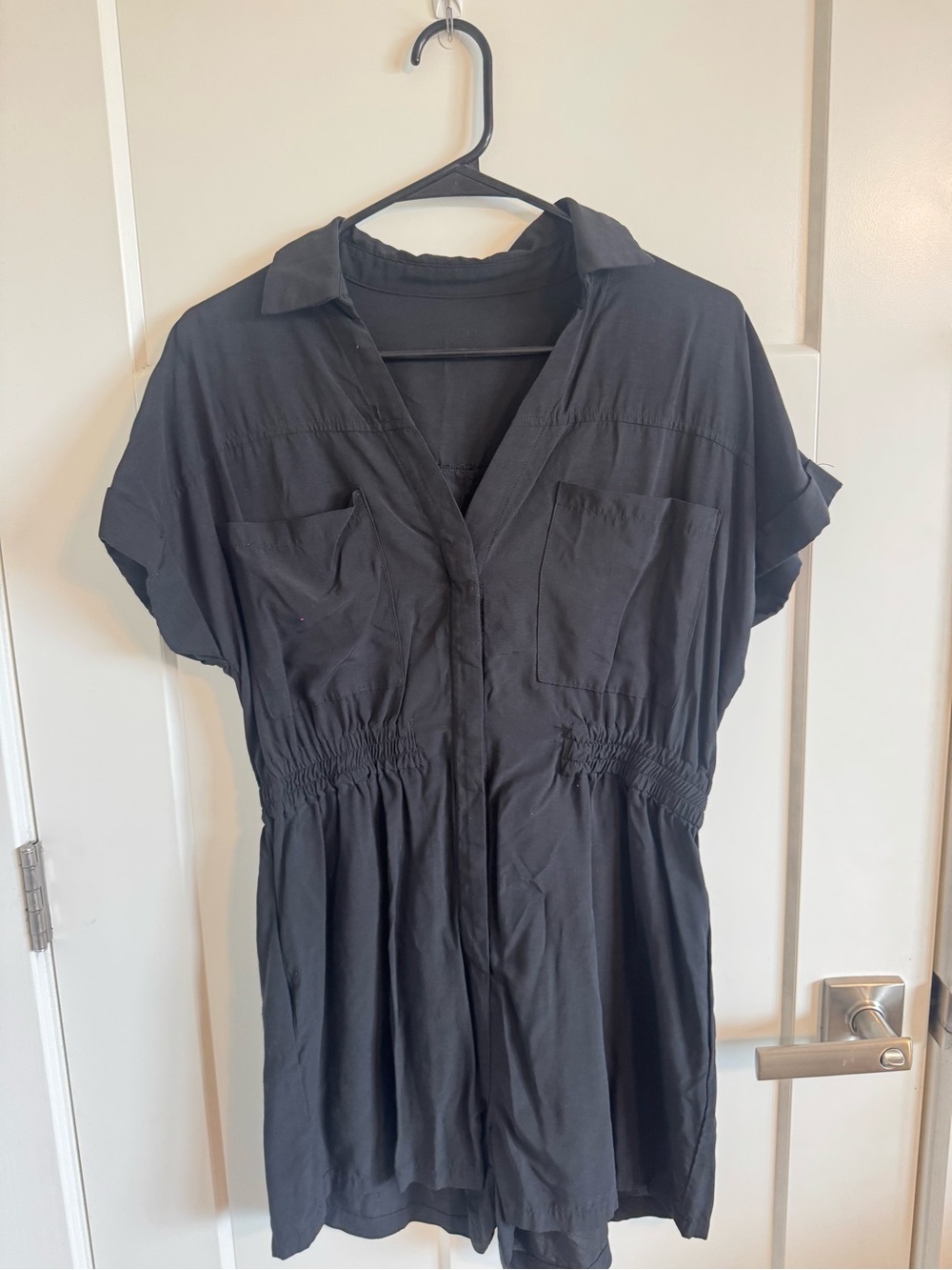 Black Short Sleeve Collared Tunic